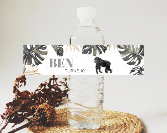Editable Gorilla Water Label Template Gorilla Party Decor Water Label Safari