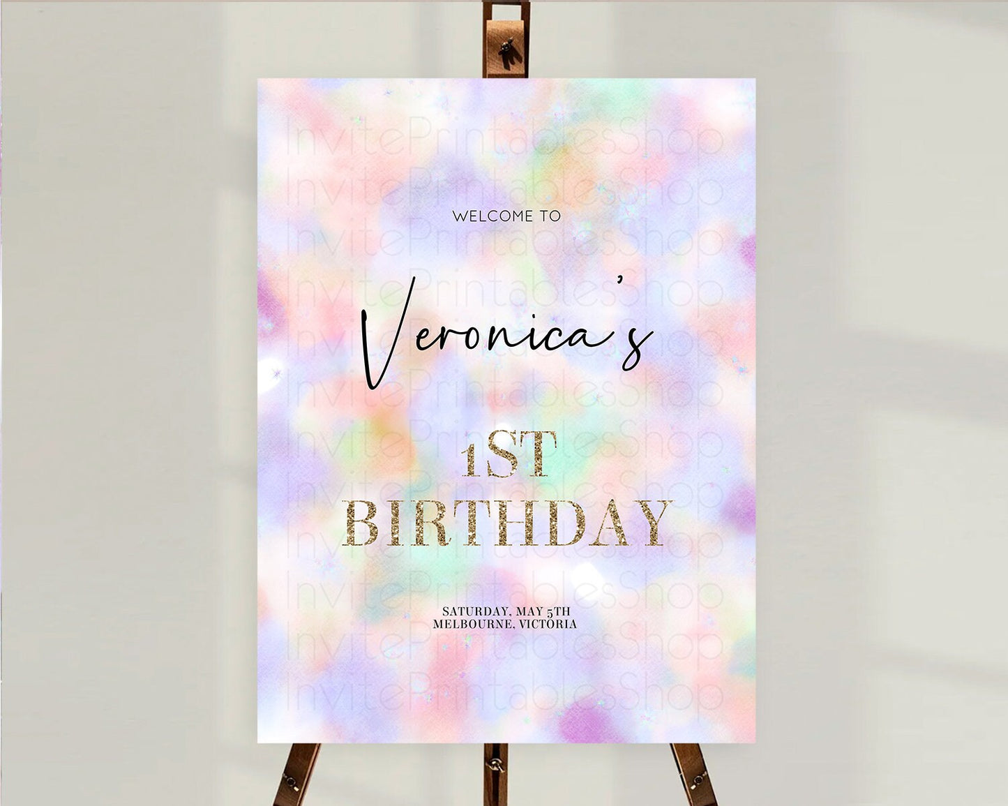 Pastel Welcome Sign Pastel Rainbow Welcome Sign Colorful Rainbow Confetti Watercolor Glitter Pastel First Birthday Welcome Sign D10697