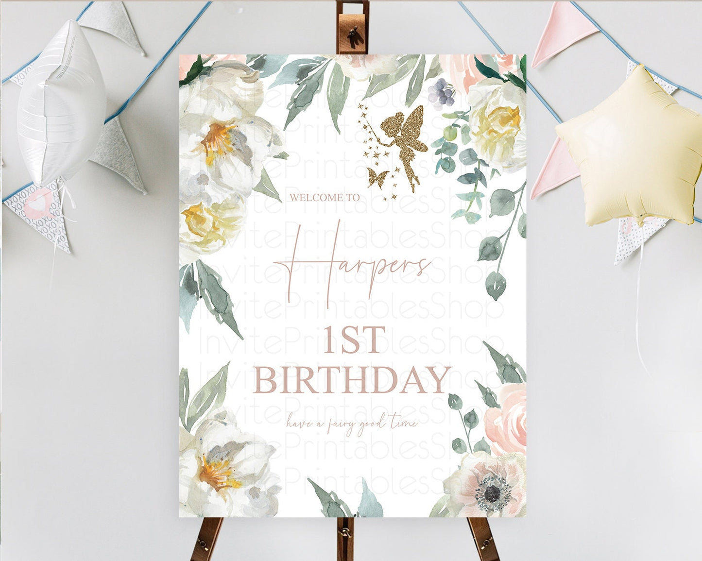 Fairy Welcome Sign Fairy Welcome Board Enchanted Garden Pastel Floral Butterfly Decor Secret Garden First Birthday Welcome Sign D10800
