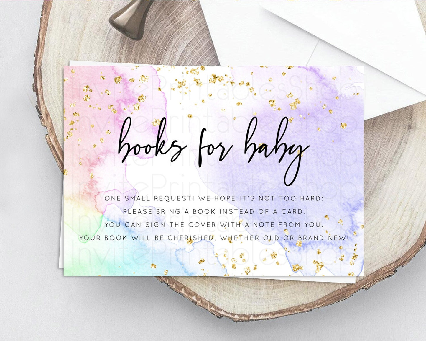 Editable Pastel Books For Baby Card Pastel Rainbow Book Insert Colorful Ombr