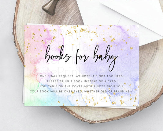 Editable Pastel Books For Baby Card Pastel Rainbow Book Insert Colorful Ombr