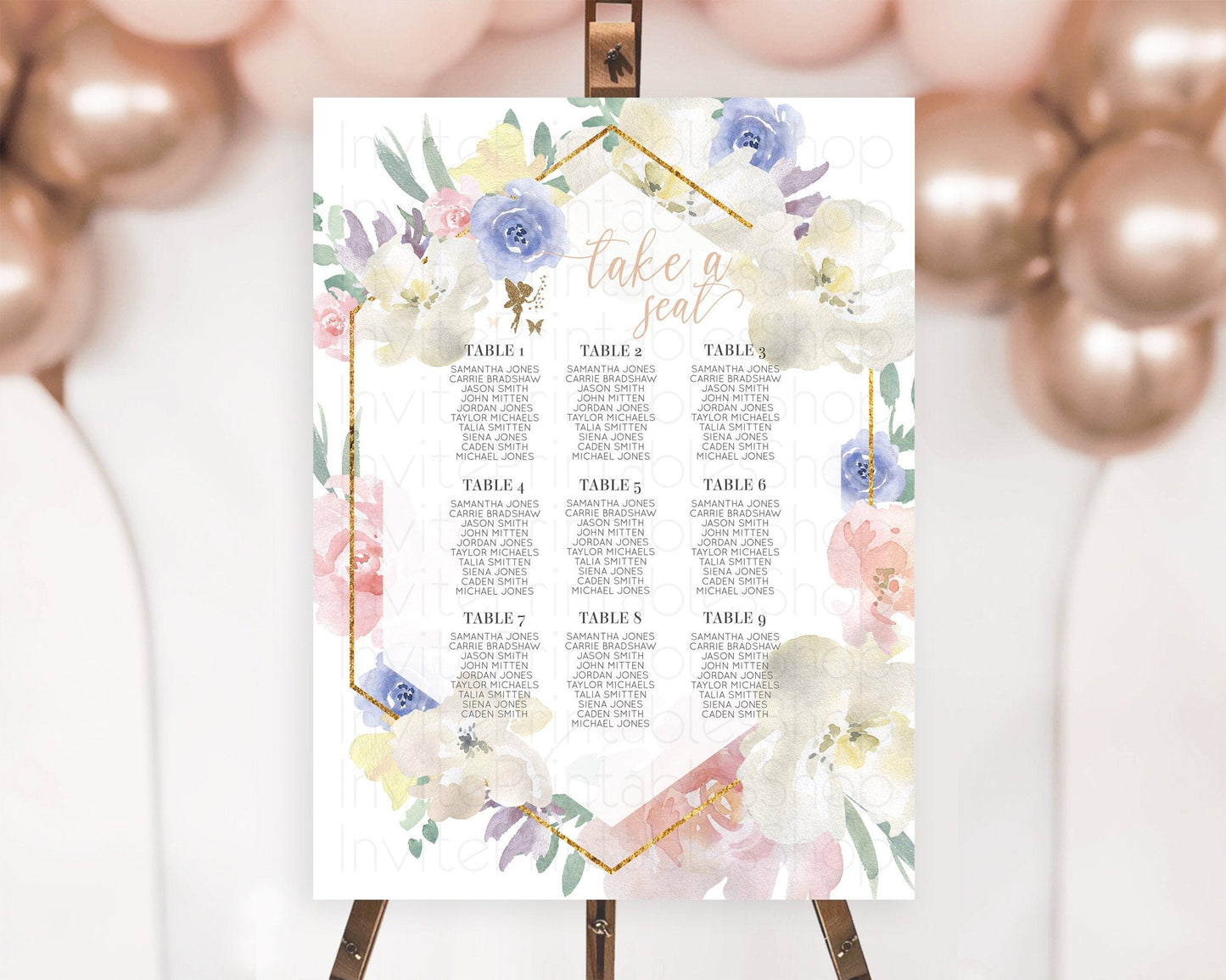 Fairy Seating Chart Pastel Fairy Seating Chart Fairy Tea Party Fairy Garden Seating Sign Enchanted Garden Floral Butterfly Decor D10829