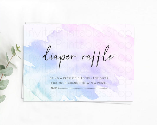 Editable Purple Diaper Raffle Card Watercolor Diaper Raffle Insert Pastel Pu