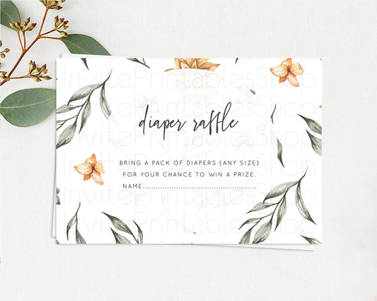 Editable Secret Garden Diaper Raffle Card Boho Wildflower Diaper Raffle Inse
