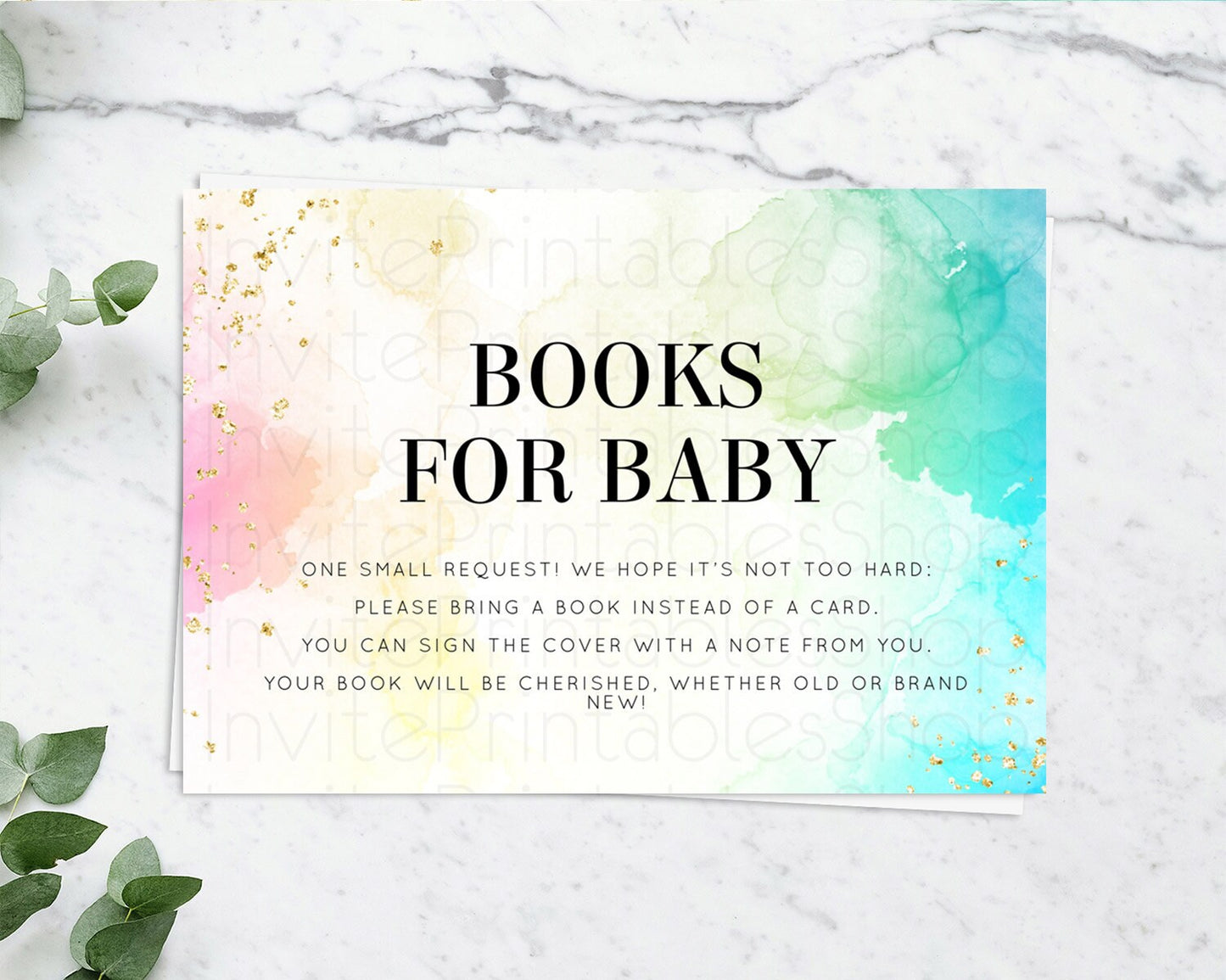 Pastel Books For Baby Card Pastel Rainbow Book Insert Colorful Ombre Watercolor Book Card Confetti Glitter Baby Book Poem Request D10770