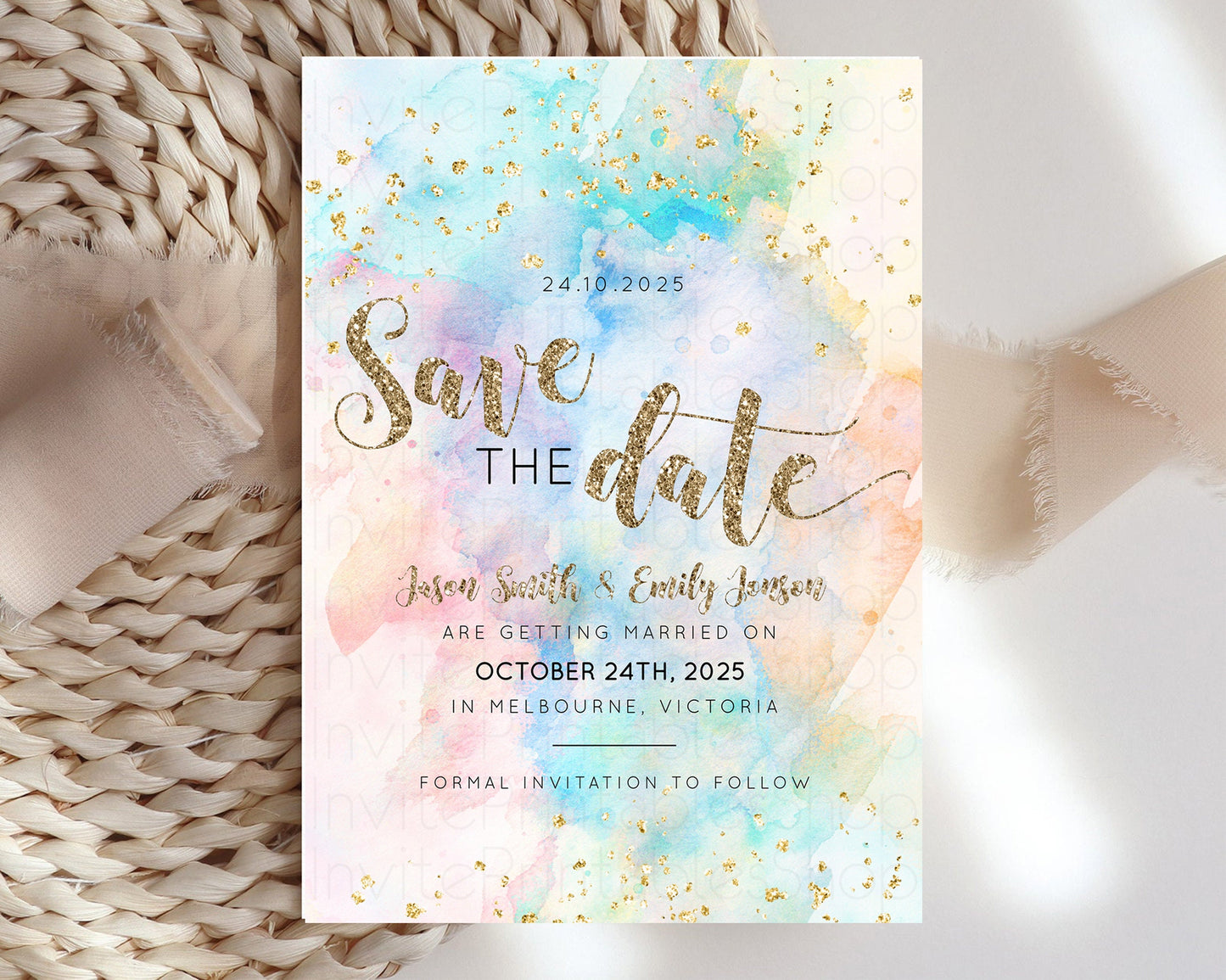 Pastel Save The Date Pastel Colors Save The Date Rainbow Colors Save The Date Ombre Invite Splash Wedding Engaged Baptism Christening 276
