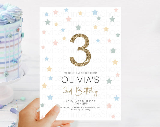 Editable Star Birthday Invitation Pastel Stars Invite Shooting Star Party Ra
