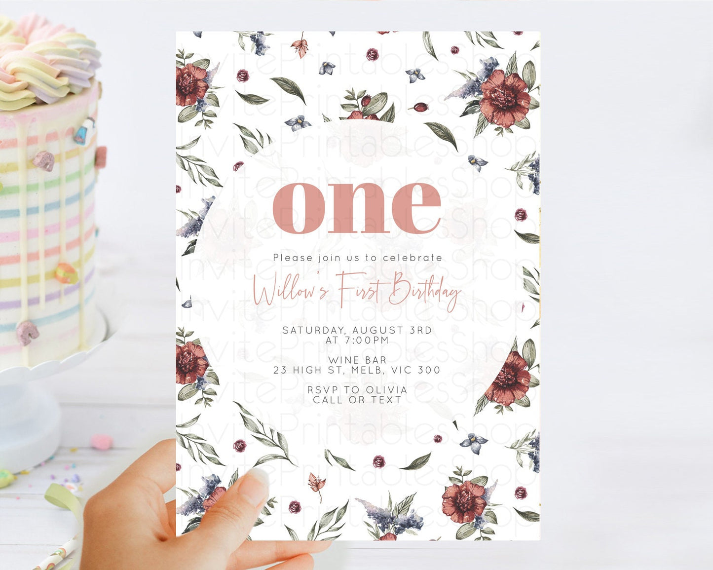 Secret Garden Invitation Wildflower Birthday Invitation Pastel Flowers Invite Enchanted Garden Boho Floral 3rd 2nd First Birthday D10503