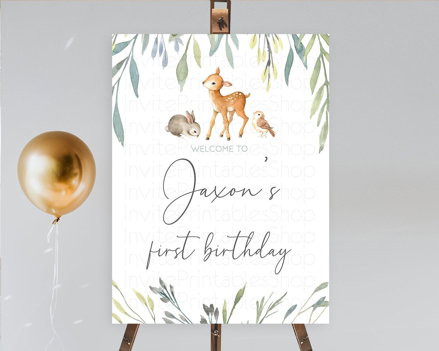 Fawn Welcome Sign Deer Welcome Board Floral Deer Welcome Poster Enchanted Forest Butterfly Pastel Floral First Birthday Welcome Sign D10919