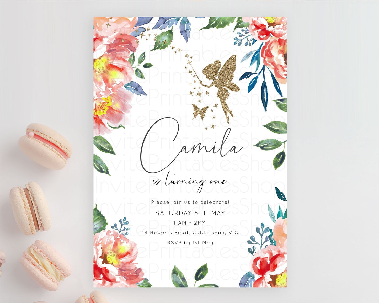 Fairy Birthday Invitation Fairy Invites Fairy Tea Party Fairy Garden Birthday Secret Garden Enchanted Garden Pastel Floral Butterfly D10752