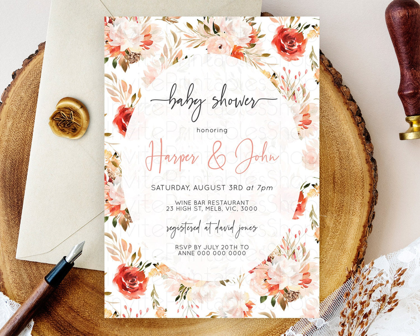 Wildflower Baby Shower Invitation Secret Garden Baby Shower Invitation Pastel Flowers Invite Enchanted Garden Shower Floral Theme D10540