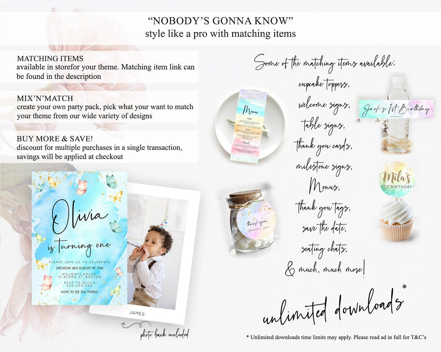 Pastel Butterfly Birthday Invitation Butterfly Birthday Invitation Whimsical Butterfly Enchanted Garden 1st 2nd Birthday Invitation D23213