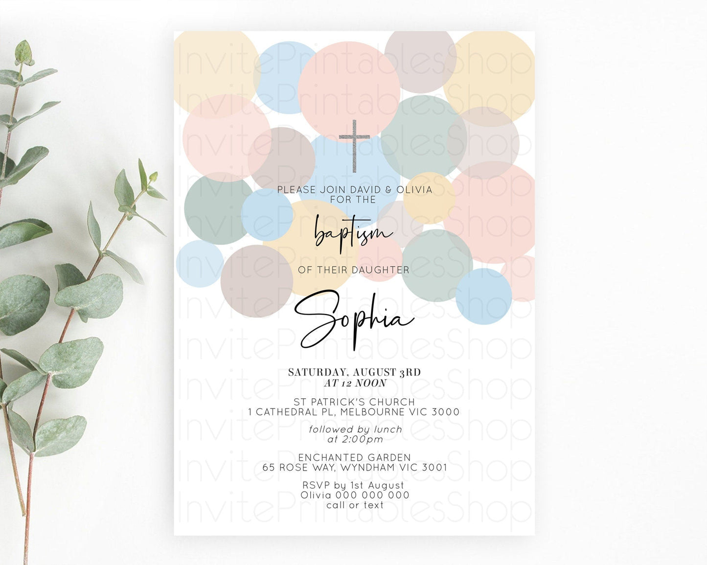 Pastel Baptism Invitation Pastel Confetti Baptism 1st Birthday Invitation Colorful Rainbow Confetti Bubbles Christening Invitation D10602