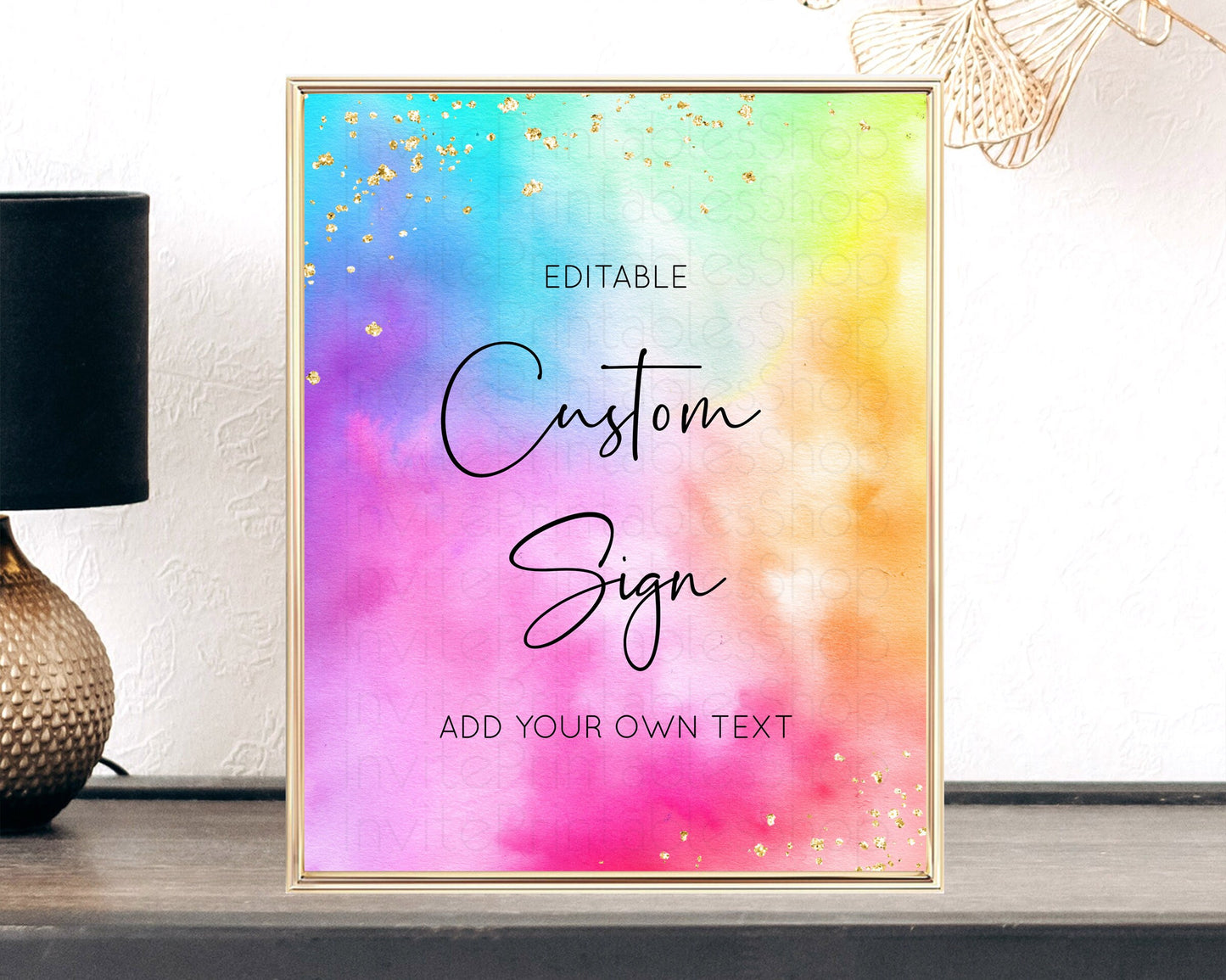 Tie Dye Sign Ombre Table Sign Decor Rainbow Pastel Ombre Watercolor Party 1st Birthday Baptism Baby Shower Bridal Shower Wedding D10456