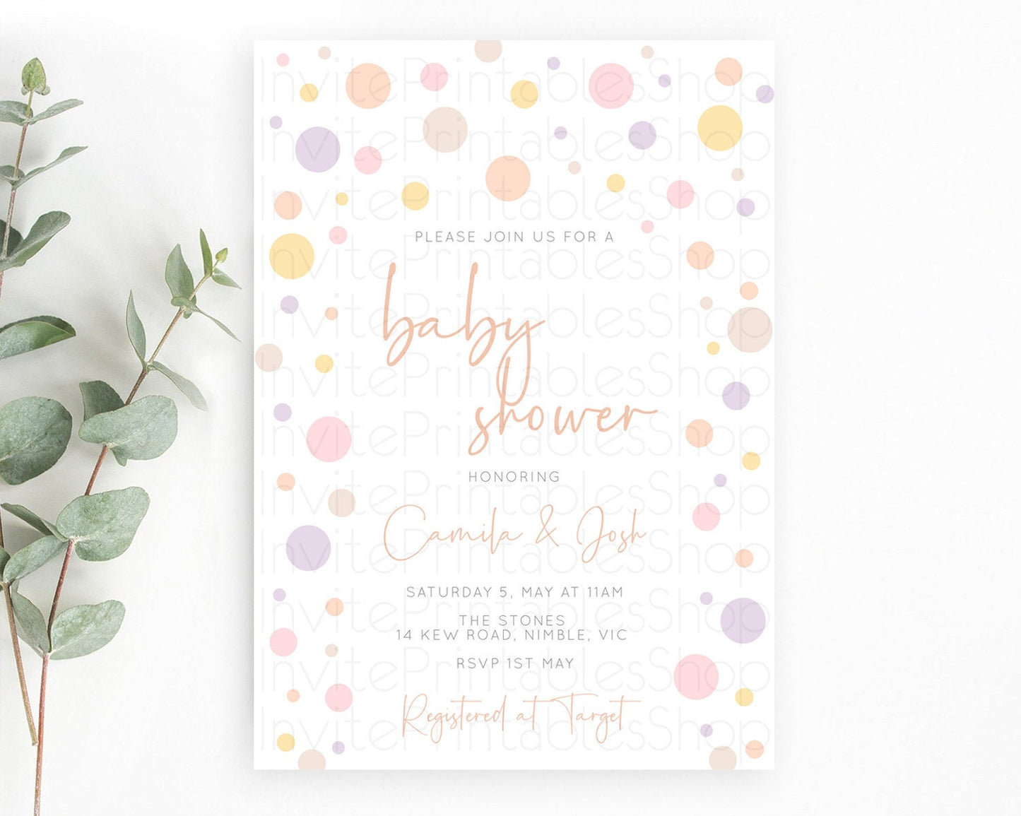 Pastel Rainbow Baby Shower Invitation Pastel Confetti Invitation Sprinkles Bubbles Invitation Colorful Rainbow Confetti Theme D10759