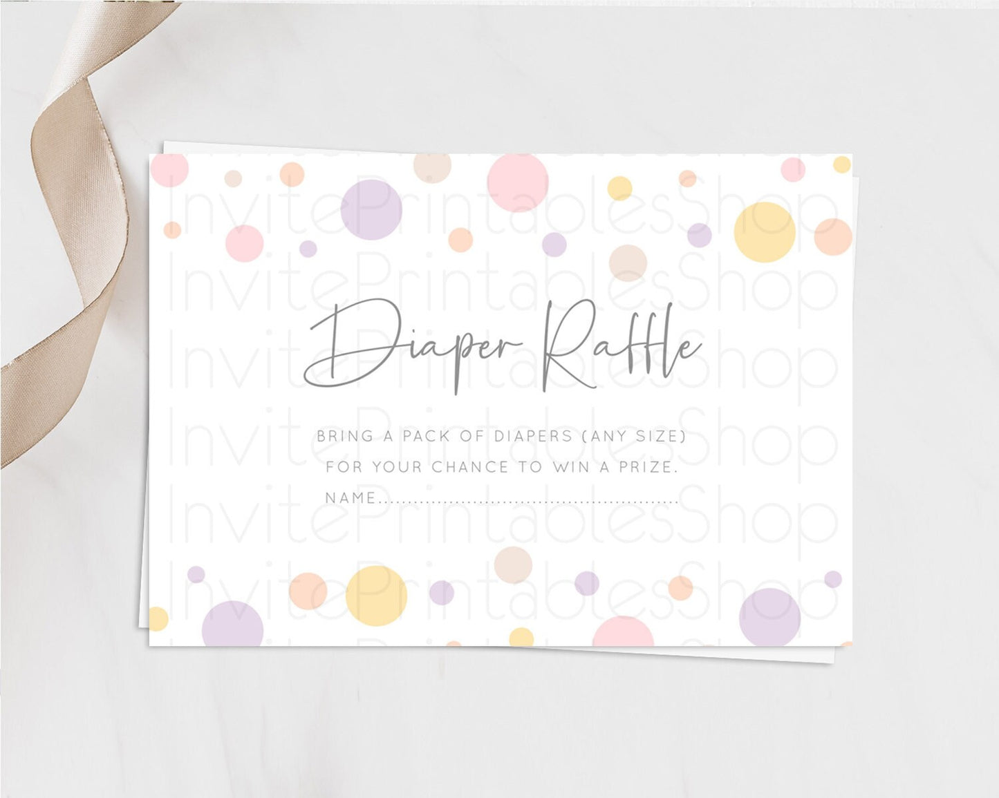 Rainbow Diaper Raffle Card Pastel Sprinkles Diaper Raffle Insert Rainbow Confetti Diaper Ticket Colorful Bubbles Pastel Raffle Game D10759