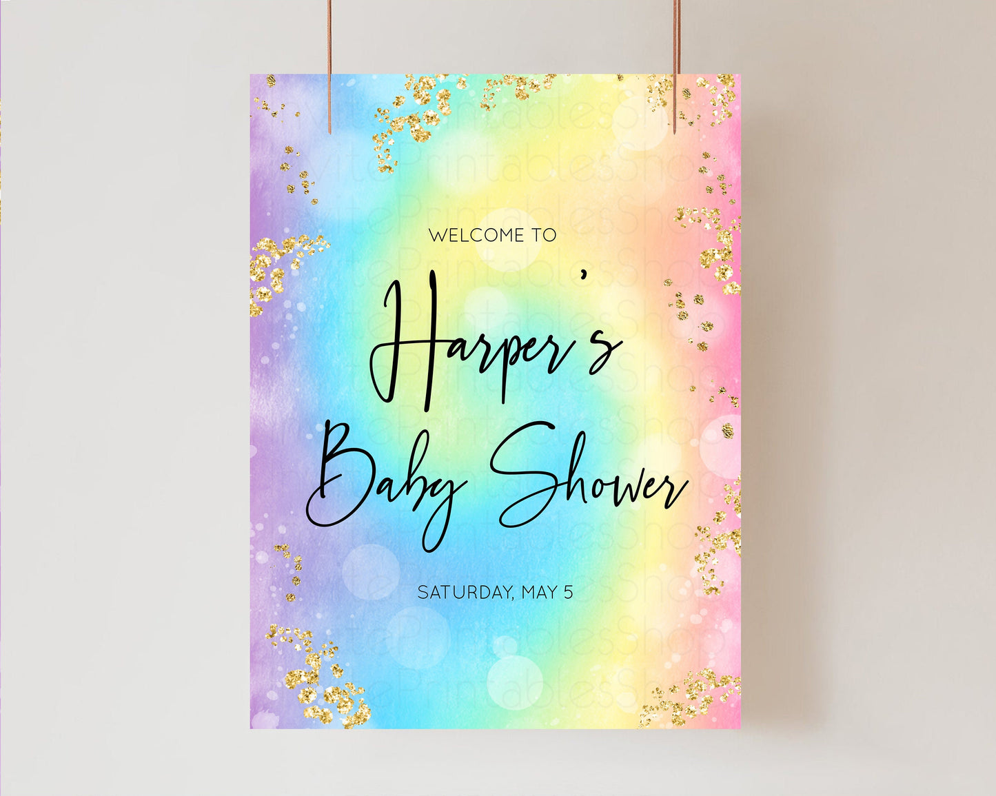 Rainbow Welcome Board Pastel Rainbow Baby Shower Colorful Glitter Sprinkles Baby Shower Sign Colorful POP Welcome Poster Gender Neutral t571