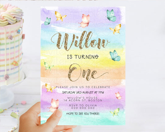 Editable Pastel Butterfly Birthday Invitation Butterfly Birthday Invitation