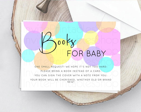 Rainbow Books For Baby Card Pastel Sprinkles Book Insert Pastel Rainbow Confetti Book Card Colorful Bubbles Pastel Book Poem Request D10406