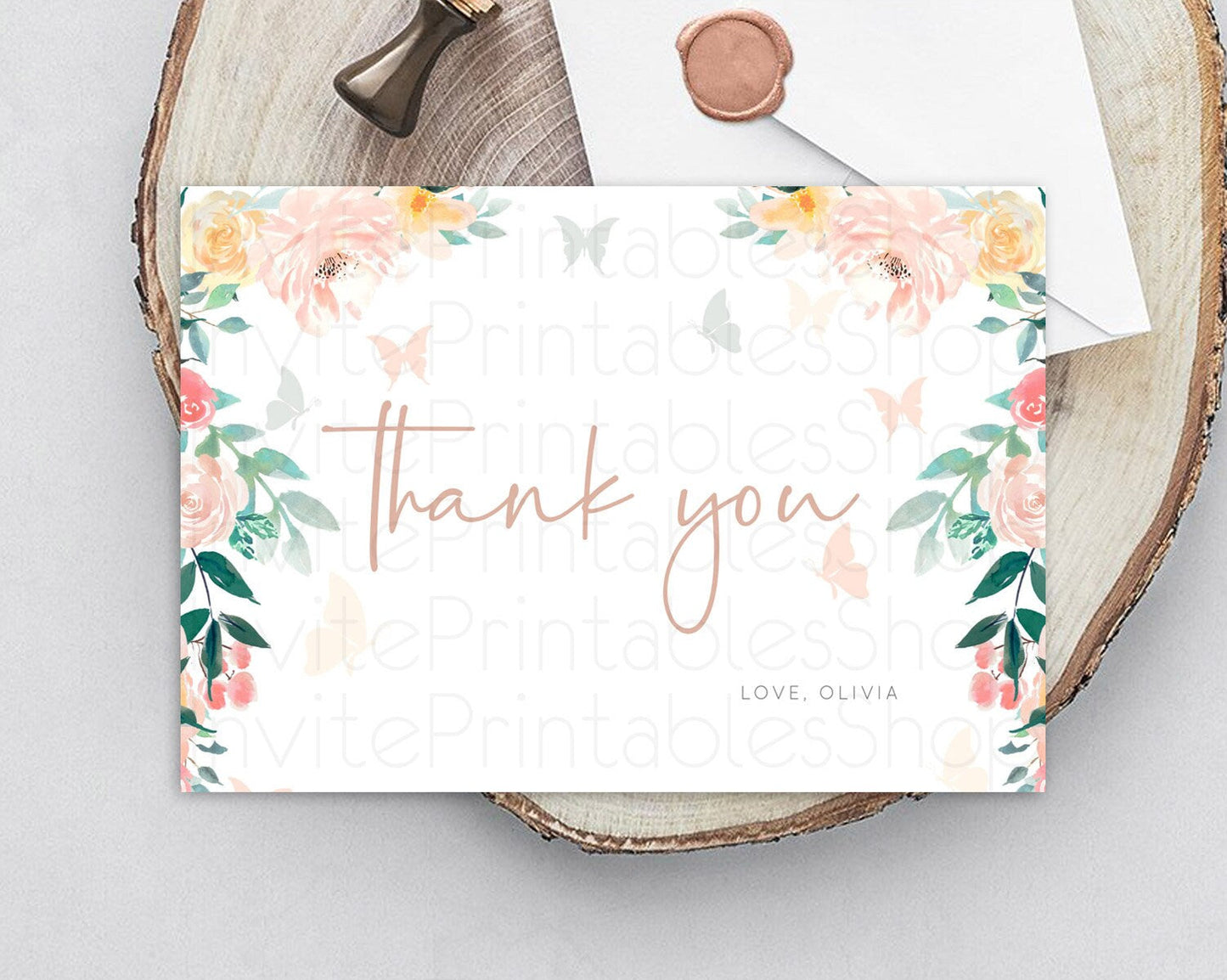 Secret Garden Thank You Wildflower Thank You Card Pastel Flower Garden Birthday Thank You Card Boho Floral Teacher Thank You Card D10706