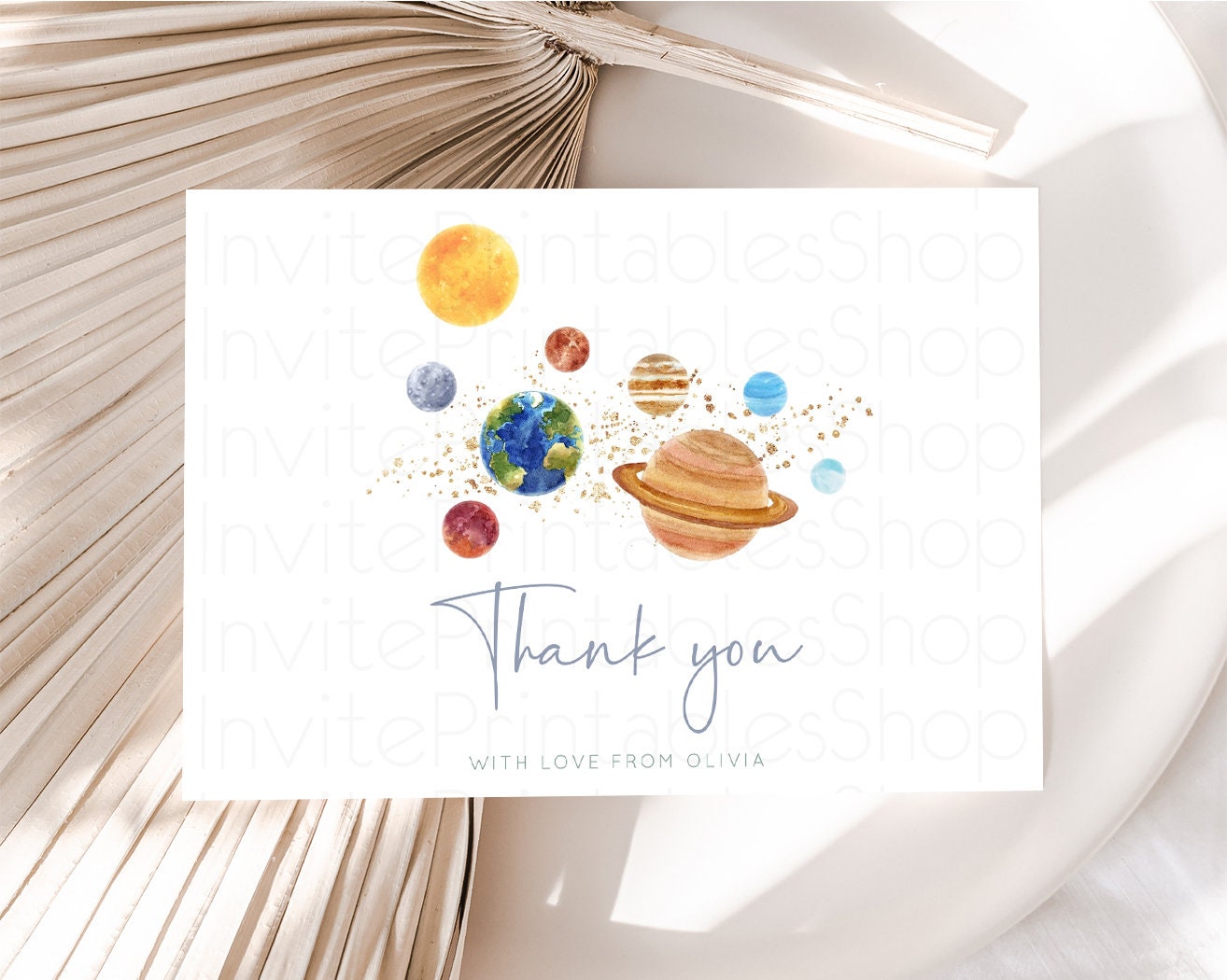 Space Thank you Planets Stars Thank you Folded Cards Pastel Colors Thank you Galaxy Milky Way Thank You Postcard Birthday Baby Shower D10598