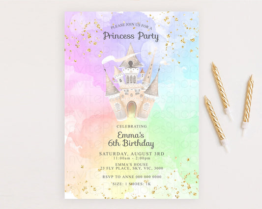Editable Princess Birthday Invitation Princess Invitation Pastel Invitation