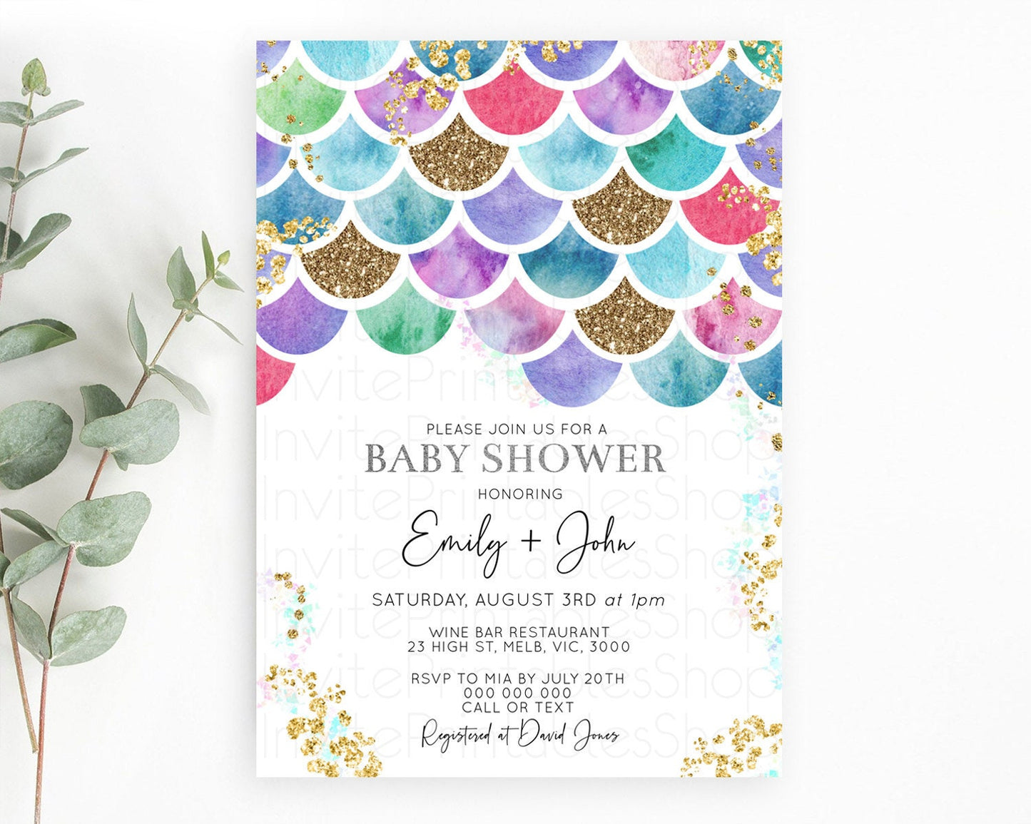 Rainbow Fish Baby Shower Invitation Rainbow Sea Baby Shower Invitation Watercolor Mermaid Invitation Under The Sea Invitation D10581