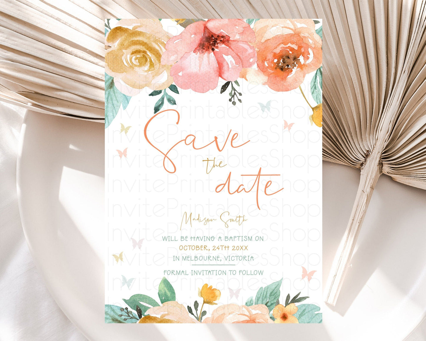 Wildflower Save The Date Template Secret Garden Save The Date Pastel Floral Garden Party Boho Flowers Birthday Baby Shower Wedding D10347