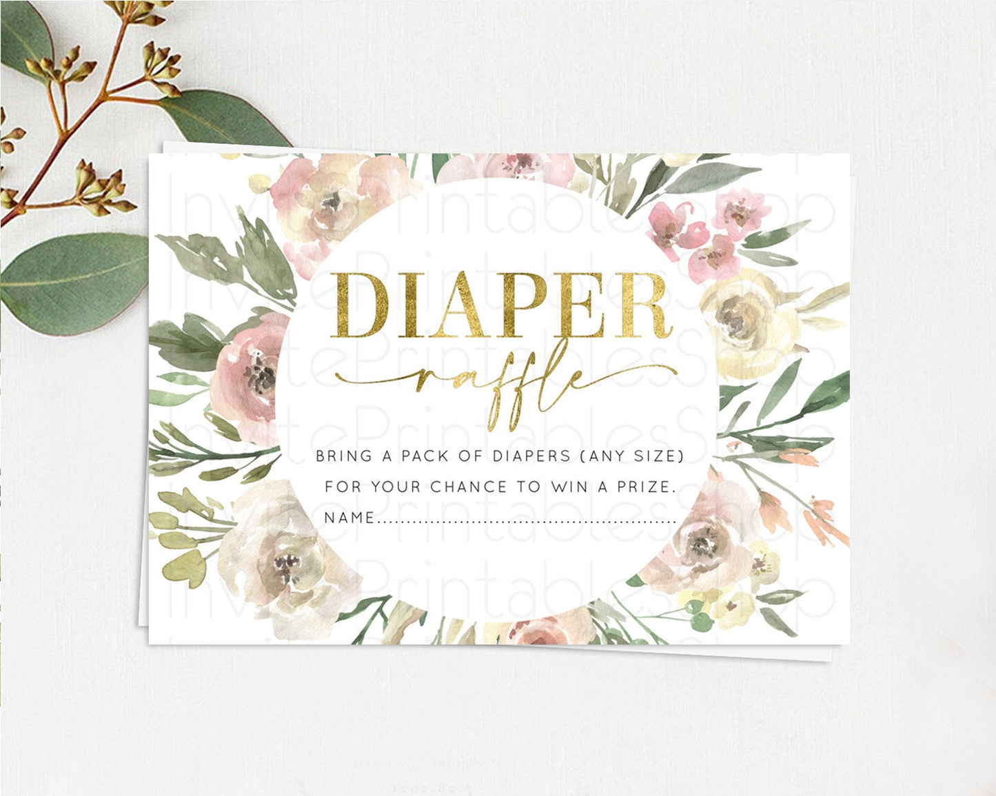 Secret Garden Diaper Raffle Card Boho Wildflower Diaper Raffle Insert Pastel Flower Garden Baby Shower Card Flower Raffle Game D10202