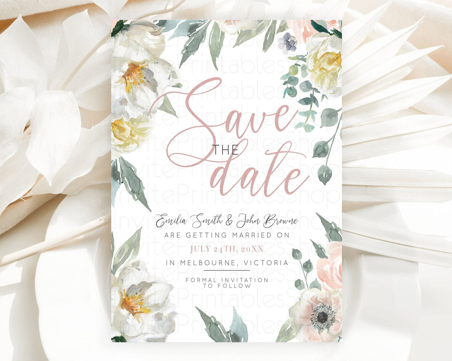 Wildflower Save The Date Template Secret Garden Save The Date Pastel Floral Garden Party Boho Flowers Birthday Baby Shower Wedding D10121