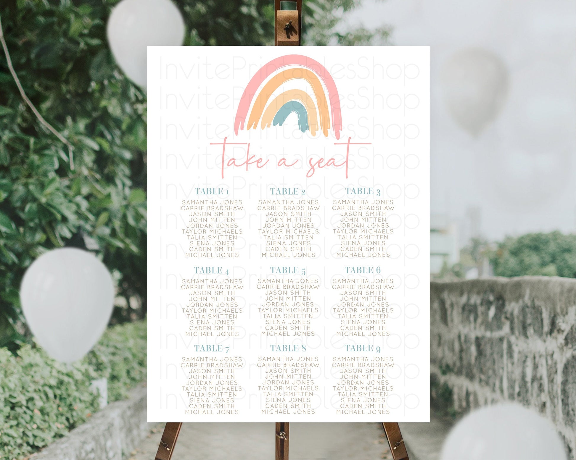 Editable Pastel Rainbow Seating Chart Boho Rainbow Seating Chart Rainbow Sea