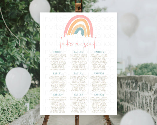 Editable Pastel Rainbow Seating Chart Boho Rainbow Seating Chart Rainbow Sea