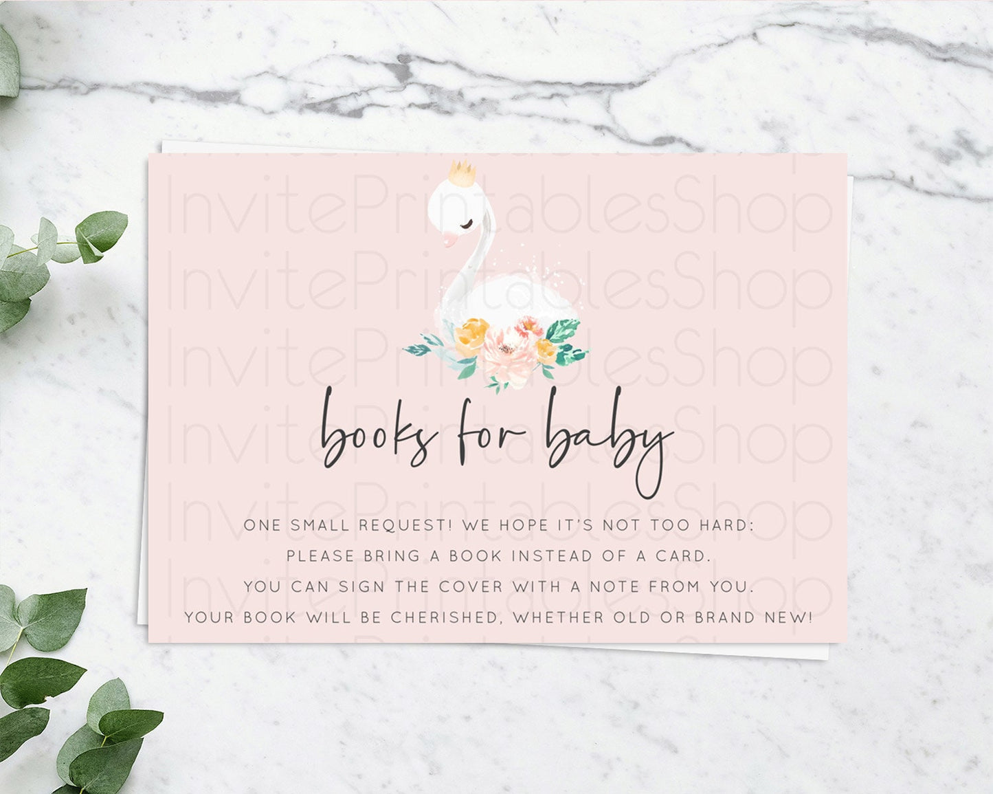 Swan Books For Baby Card Swan Princess Ballet Book Insert Enchanted Swan Lake Book Card Secret Garden Floral Book Poem Request D10388