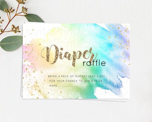 Editable Pastel Diaper Raffle Card Pastel Rainbow Diaper Raffle Insert Color