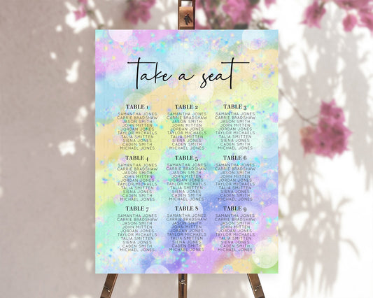Editable Rainbow Seating Chart Pastel Seating Chart Iridescent Sprinkles Col