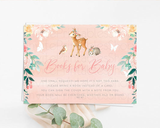 Editable Fawn Books For Baby Card Deer Book Insert Floral Deer Book Card Enc