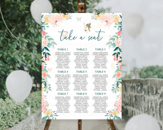 Editable Fairy Seating Chart Pastel Fairy Seating Chart Fairy Tea Party Fair