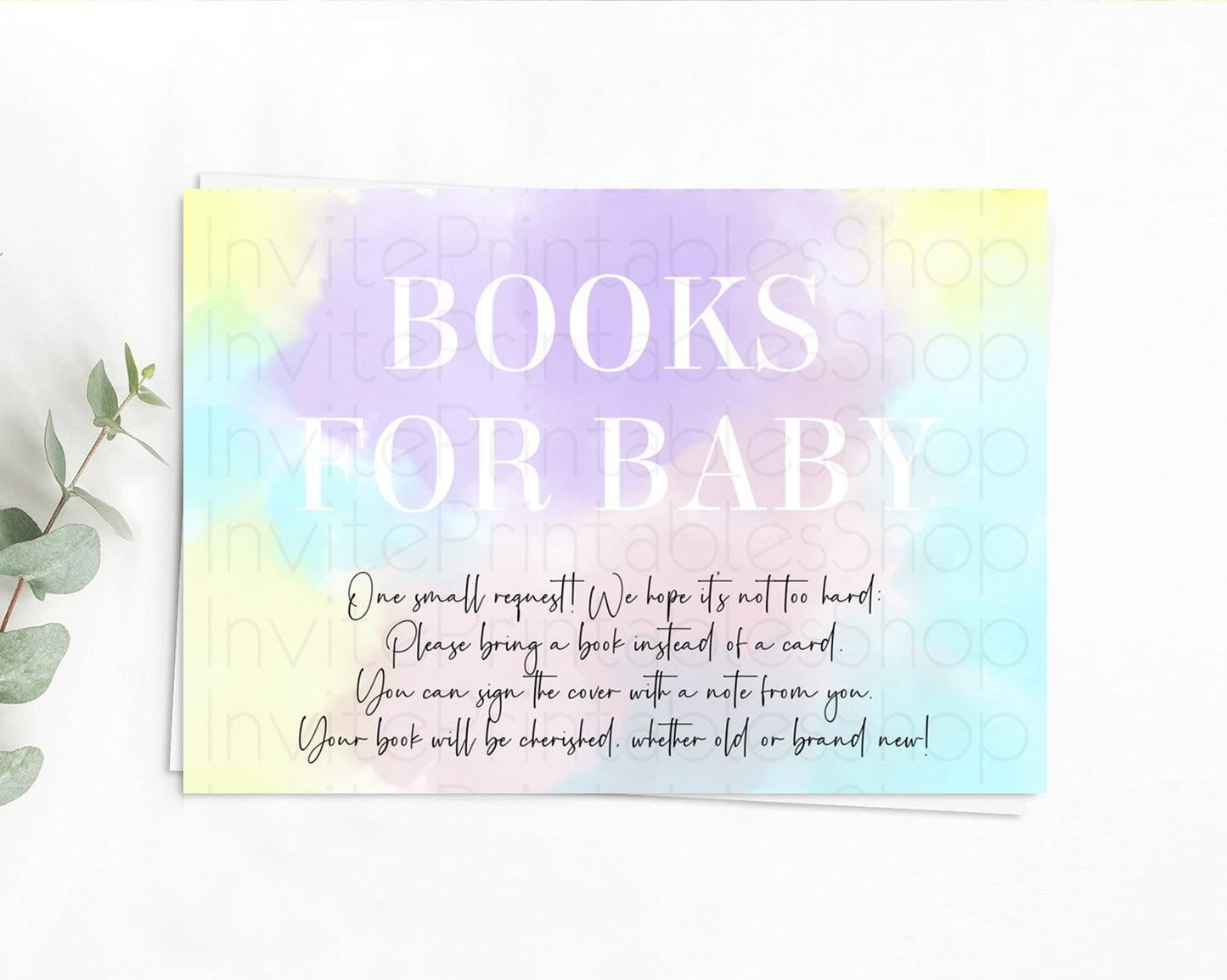 Pastel Books For Baby Card Pastel Rainbow Book Insert Colorful Ombre Watercolor Book Card Confetti Glitter Baby Book Poem Request D10617