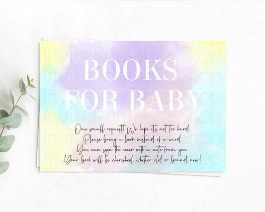 Pastel Books For Baby Card Pastel Rainbow Book Insert Colorful Ombre Watercolor Book Card Confetti Glitter Baby Book Poem Request D10617