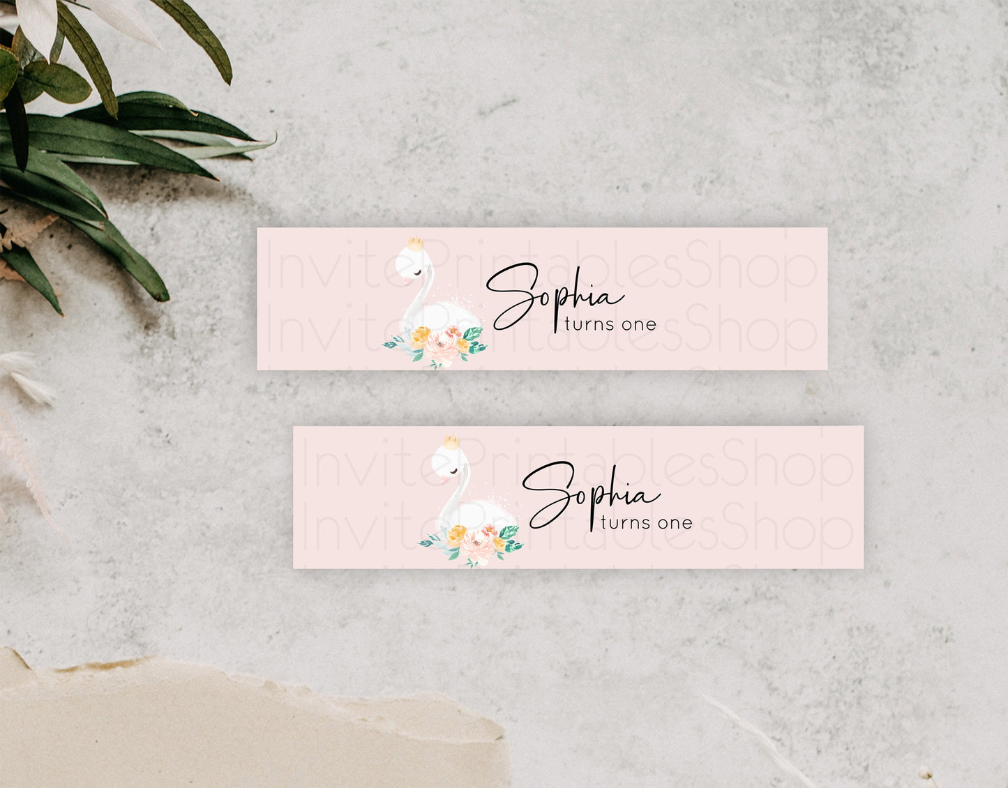 Swan Water Label Template Swan Princess Ballet Party Decor Enchanted Secret Garden Pastel Floral Birthday Baptism Baby Shower  D10388