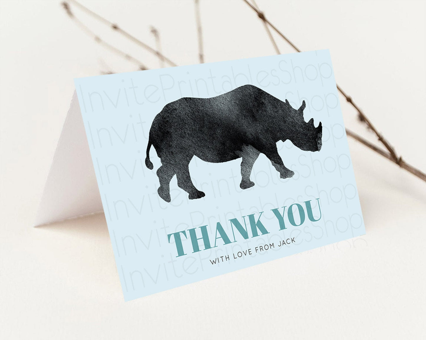 Rhino Thank You Rhino Thank You Card Rhino Birthday Thank You Card Rhino Card Template First Birthday Rhino Teacher Thank You Cards D10801