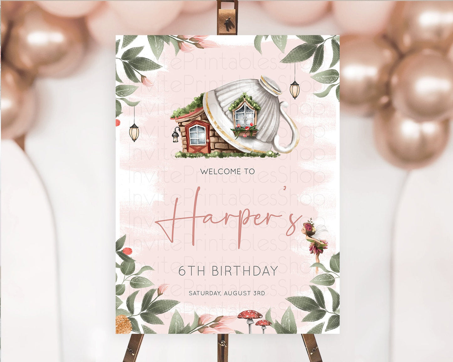 Fairy Welcome Sign Fairy Welcome Board Enchanted Garden Pastel Floral Butterfly Decor Secret Garden First Birthday Welcome Sign D10563