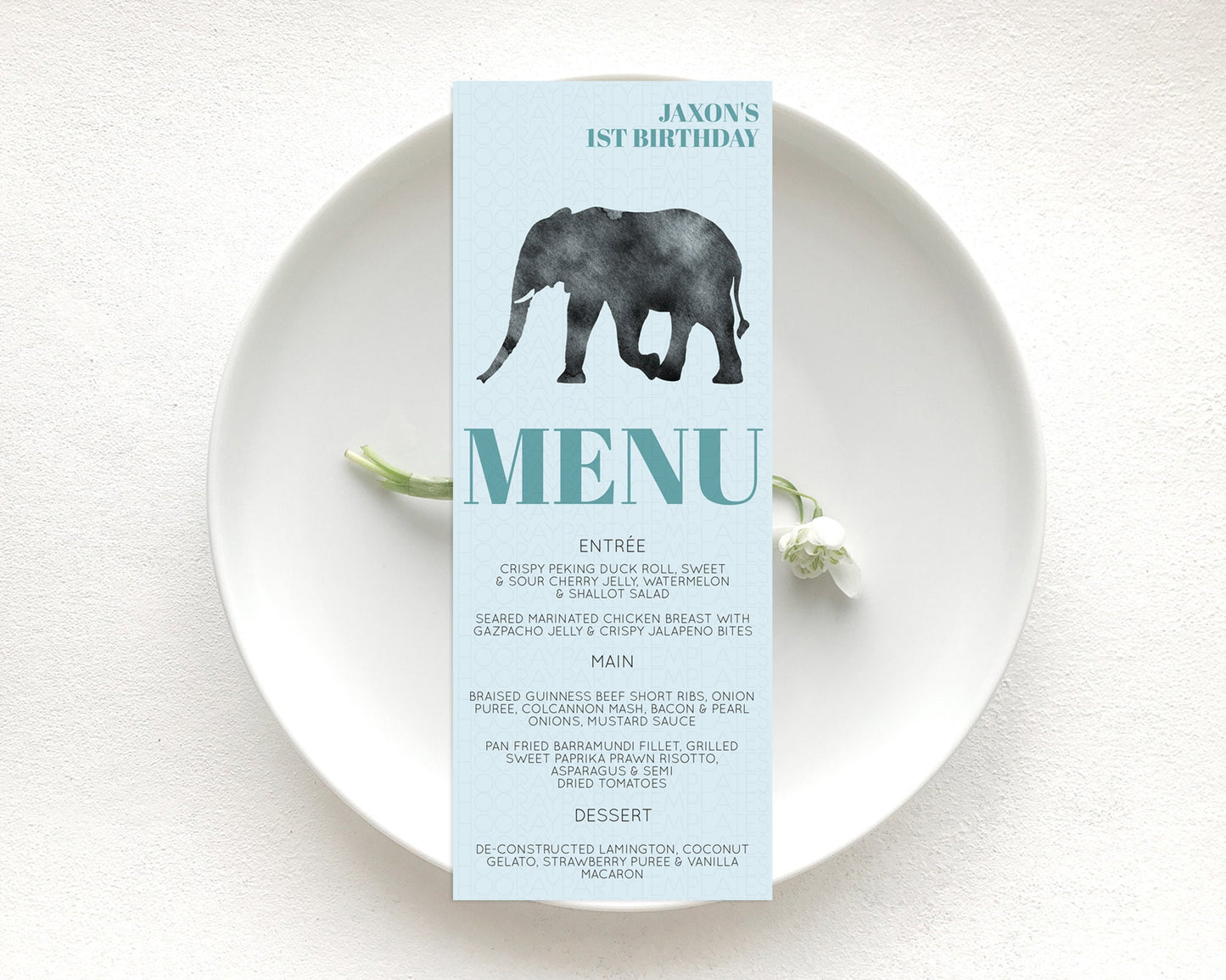 Elephant Menu Elephant Menu Template Elephant Safari Zoo Table Decor Elephant Dinner Dessert Menu Elephant Party Food Menu D10802