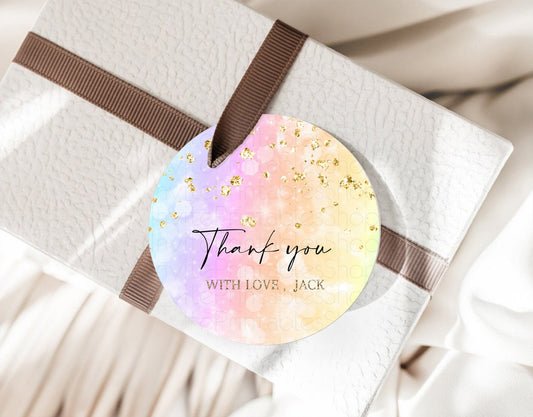 Editable Pastel Thank You Tags Rainbow Thank You Gift Tags Colorful Pastel F