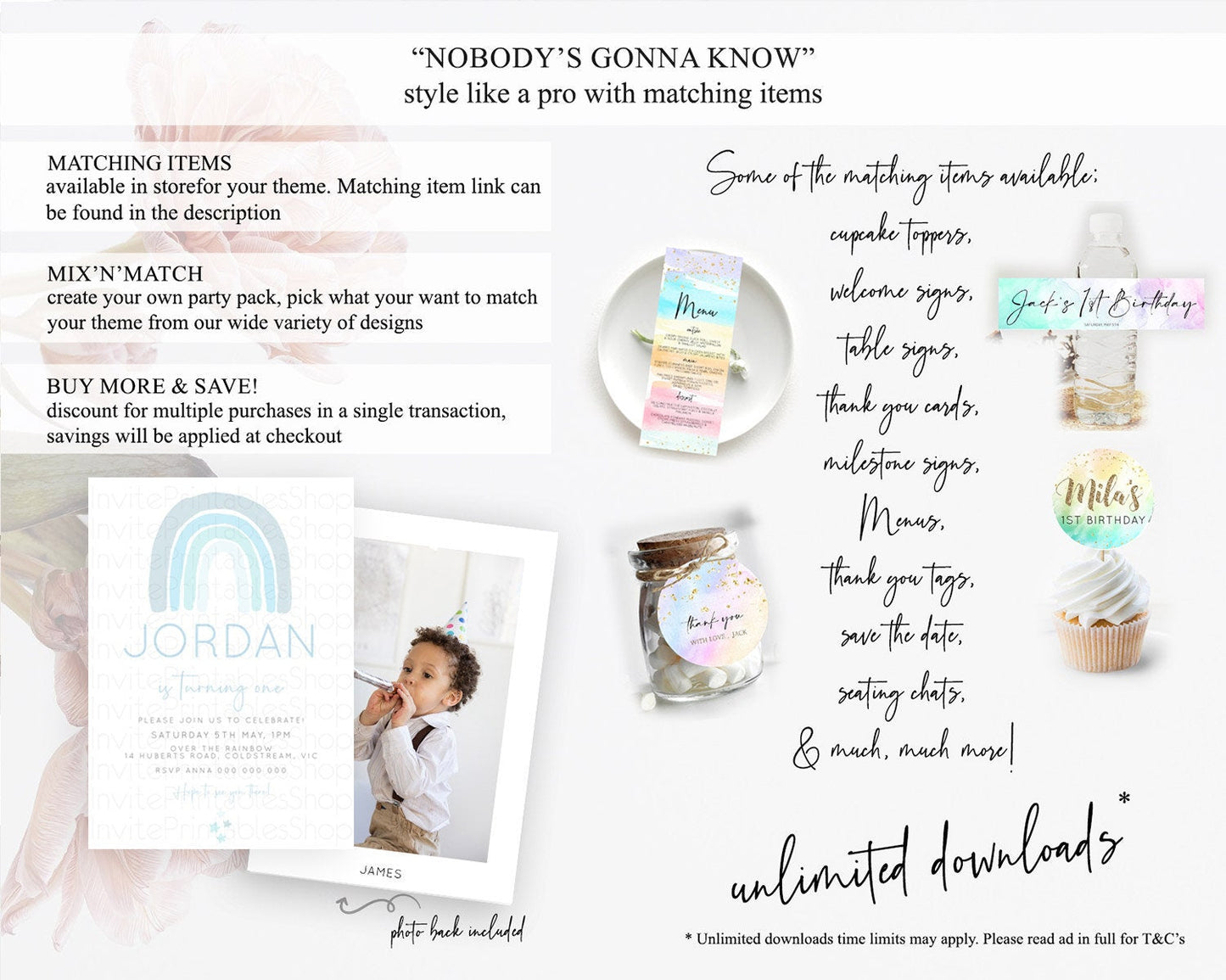 Pastel Rainbow Birthday Invitation Pastel Rainbow Invitation Rainbow Invitation Pastel Invitation Boho Rainbow 1st First Birthday D23102