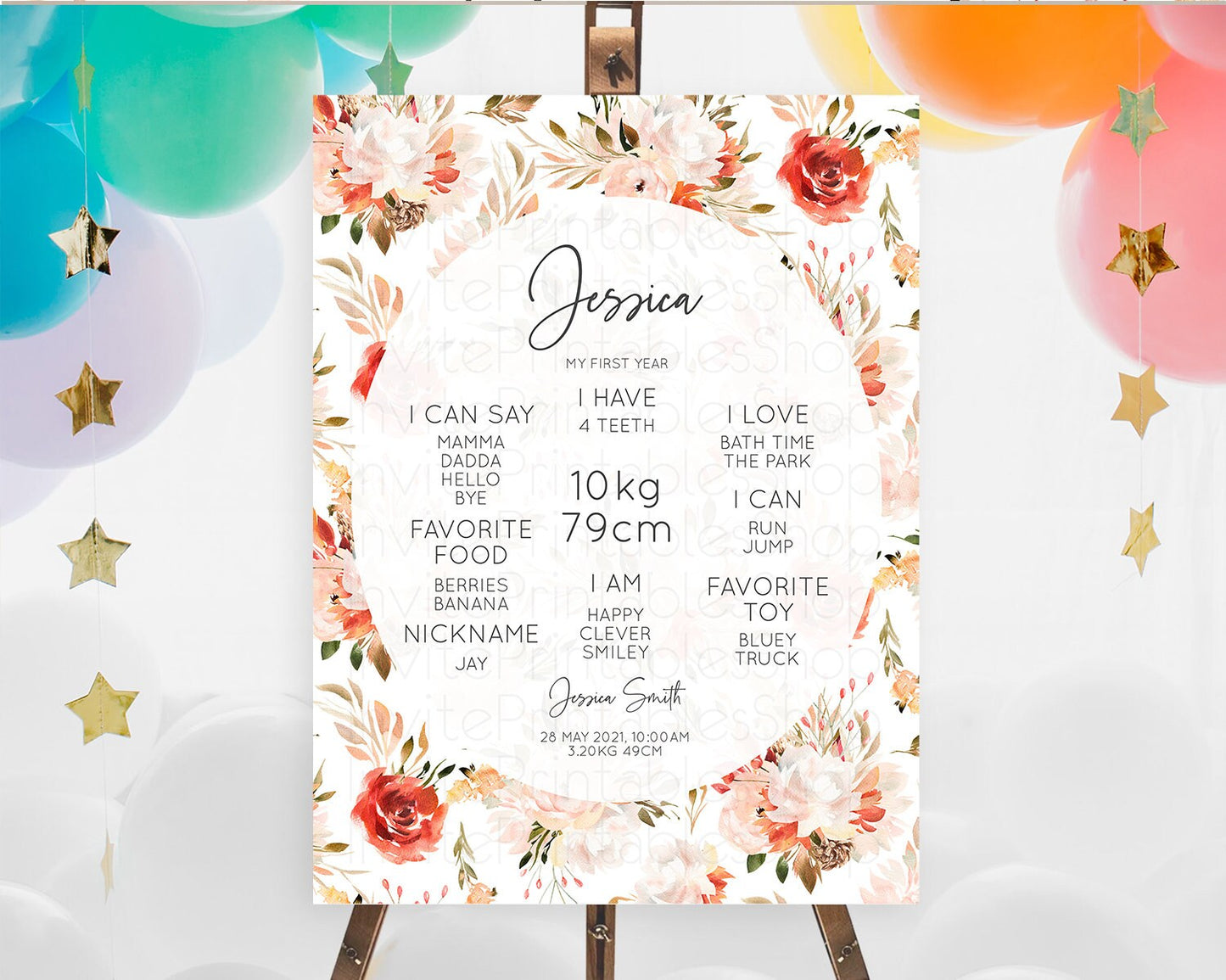 Secret Garden Milestone Board Wildflower First Birthday Milestone Poster Pastel Flowers Milestone Boho Wildflower 1st Birthday Sign D10540