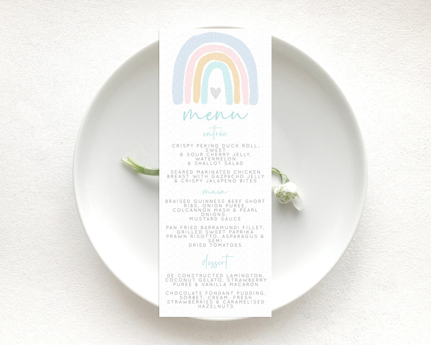 Pastel Rainbow Menu Boho Rainbow Menu Template Rainbow Boho Table Decor Pastel Rainbow Dinner Dessert Menu Rainbow Party Food Menu D10214