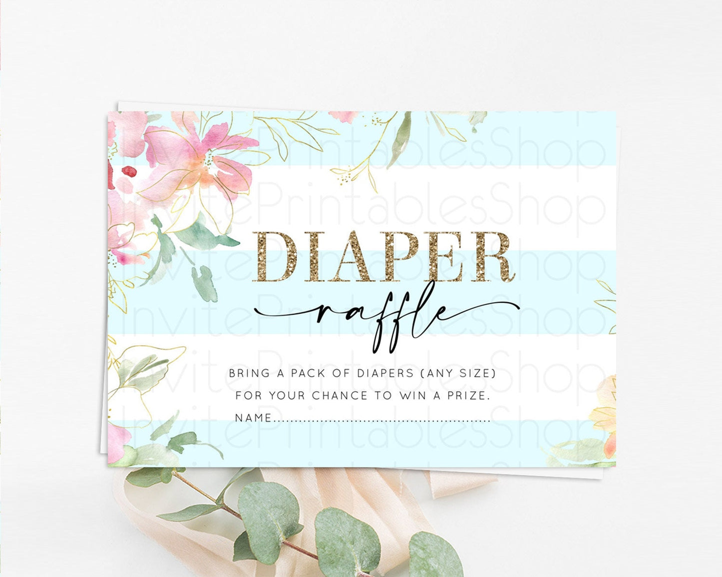 Secret Garden Diaper Raffle Card Boho Wildflower Diaper Raffle Insert Pastel Flower Garden Baby Shower Card Flower Raffle Game D10304