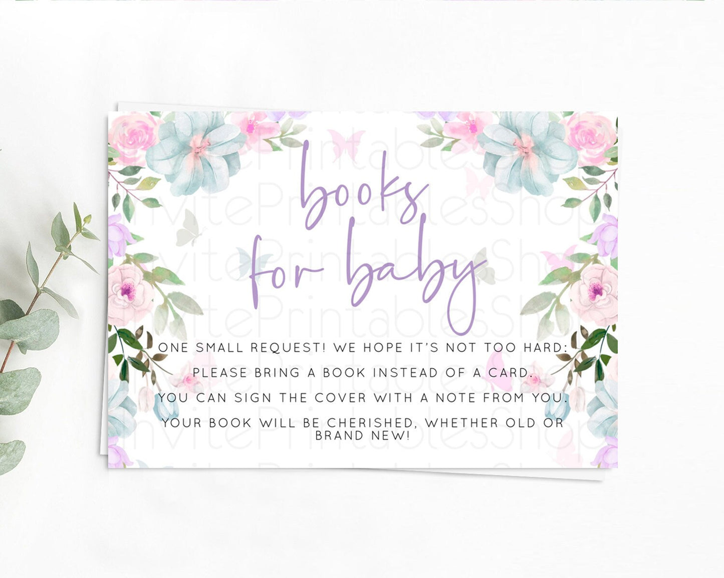 Secret Garden Books For Baby Card Boho Wildflower Book Insert Pastel Flower Garden Baby Shower Card Flower Guests Book Poem Request D10494