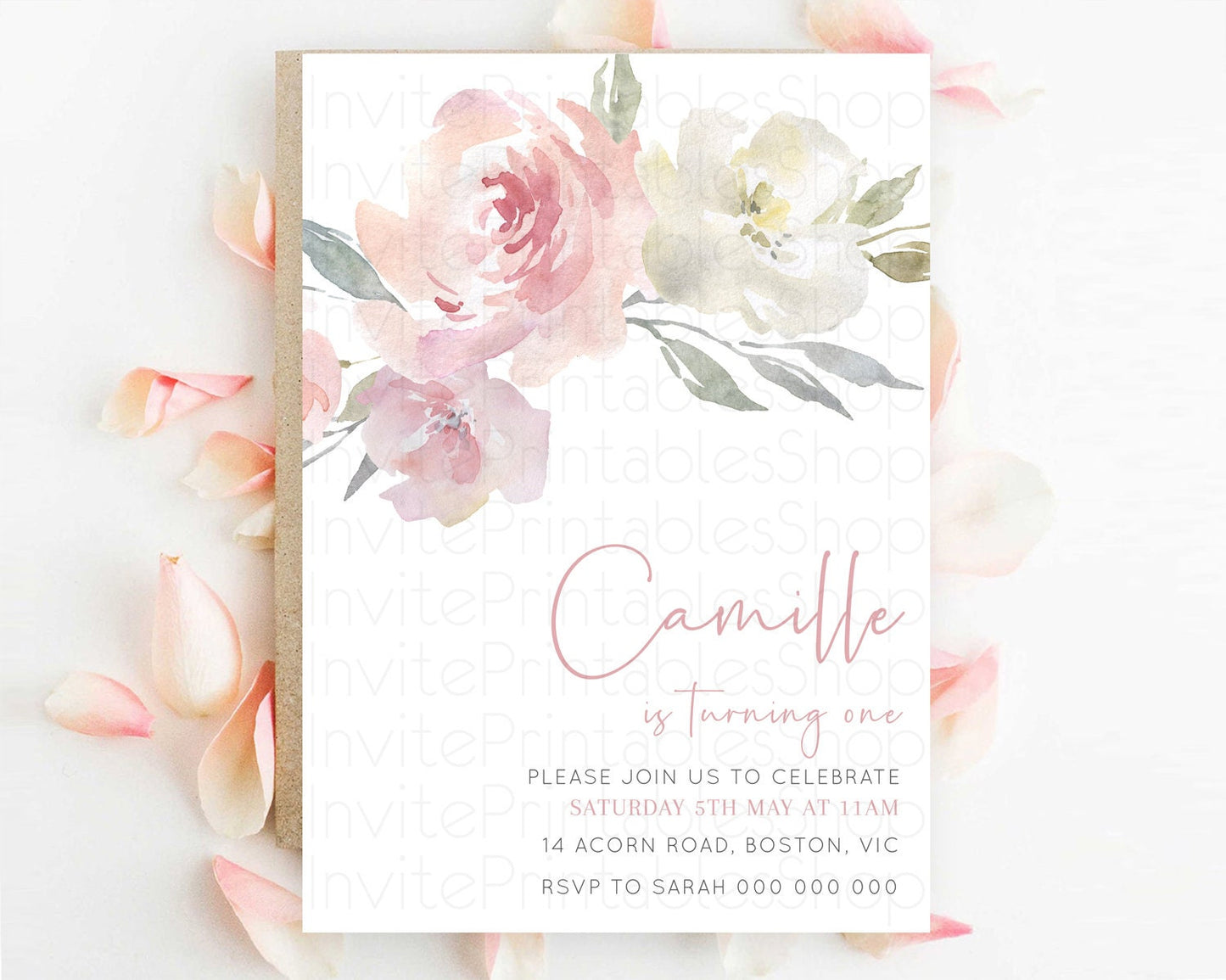 Secret Garden Invitation Wildflower Birthday Invitation Pastel Flowers Invite Enchanted Garden Boho Floral 3rd 2nd First Birthday D10183